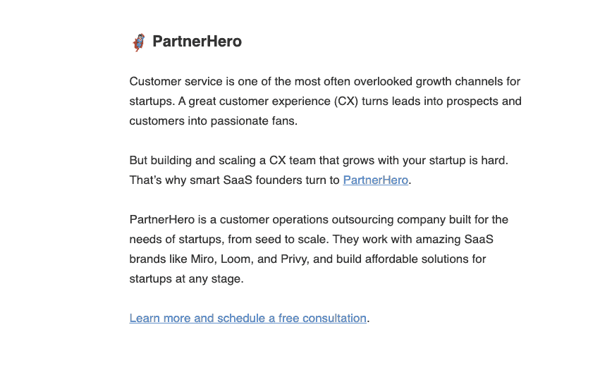 Example of a Presenting Sponsorship featured section